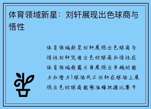 体育领域新星:刘轩展现出色球商与悟性